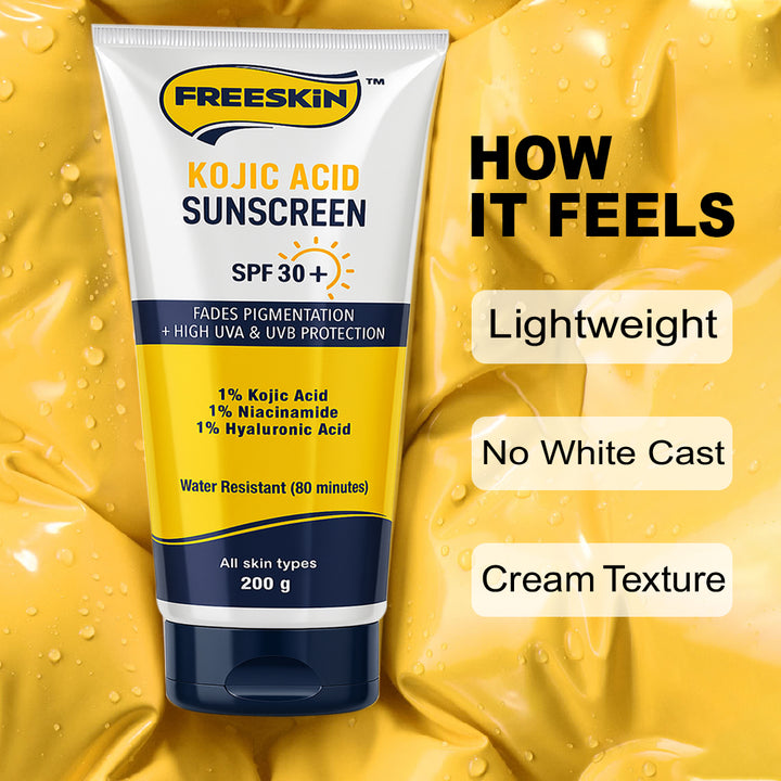 Sunscreen Kojic Acid SPF 30+ 200g | Broad Spectrum UVA/UVB Protection | Brightening, Anti-Pigmentation Sunscreen with Niacinamide & Hyaluronic Acid