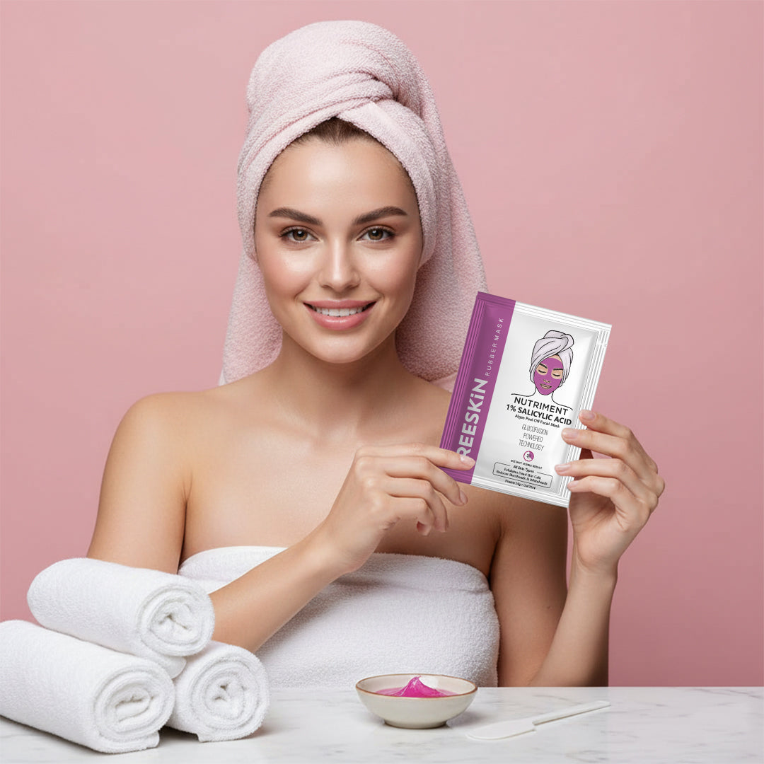 1% Salicylic Algae Peel Off Mask Powder + Gel (25g + 75ml) | Deep Cleansing Anti-Acne Face Mask | Oil Control, Blackhead Removal & Pore Tightening