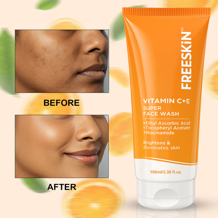 Vitamin C + E Super Face Wash 100ml | Brightening Face Cleanser with Niacinamide | Glow Boosting, Even Skin Tone & Antioxidant Protection