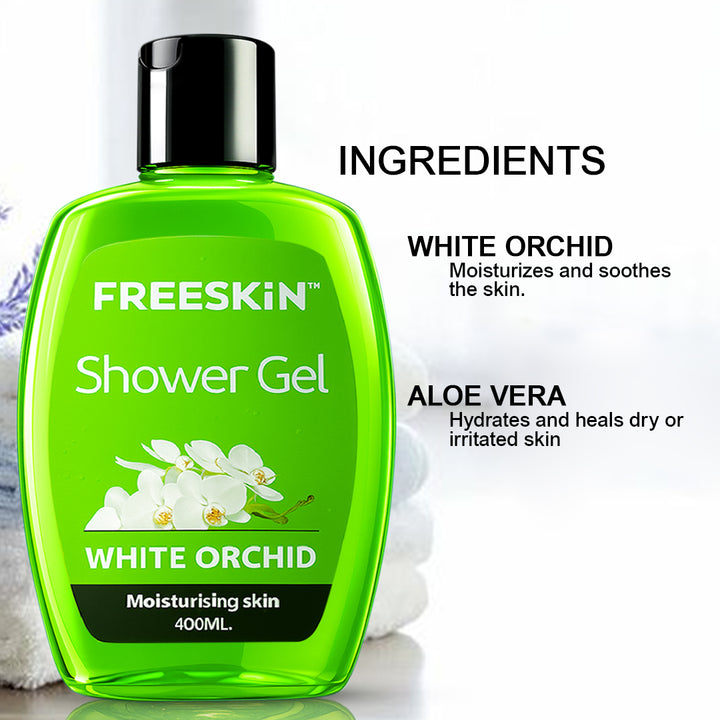 White Orchid Shower Gel 400ml | Moisturizing Body Wash with Orchid Extracts | Gentle Cleanser for Soft, Smooth & Nourished Skin