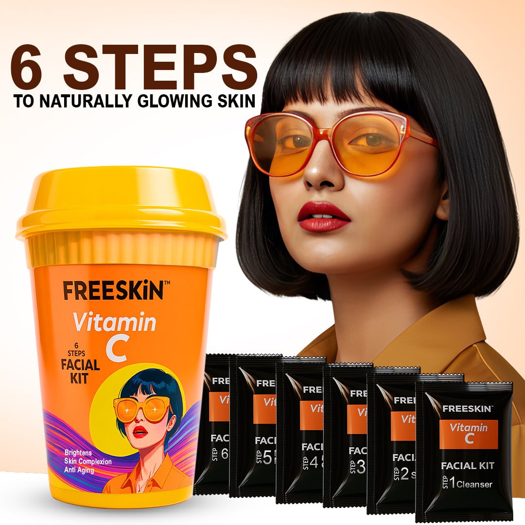 Vitamin C Facial Kit 60g | 6-Step Brightening Glow Facial Kit | Anti-Aging, Dark Spot & Skin Radiance Treatment for Even Skin Tone