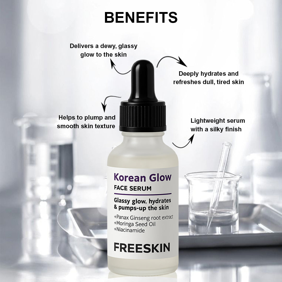 Korean Glow Face Serum (30ml) | Glass Skin Brightening Serum with Ginseng & Niacinamide for Radiant Dewy Glow