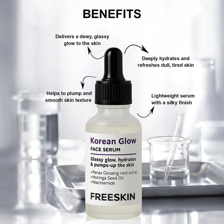 Korean Glow Face Serum (30ml) | Glass Skin Brightening Serum with Ginseng & Niacinamide for Radiant Dewy Glow