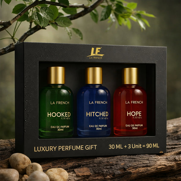 Perfume Gift Set for Men 3x30 ML Hooked Hope Hitched Best Gift Hamper Perfume | Long Lasting | Citrus Spicy &amp; Musky Fragrance | Date night fragrance | Best Gift Set For Men
