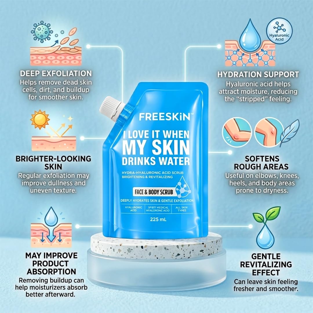 Hydra Hyaluronic Face & Body Scrub 225ml | Deep Hydration Exfoliating Scrub