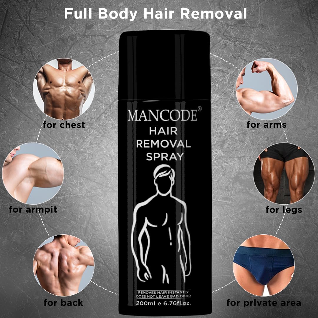 Hair Removal Foam Spray (200ml) | Painless Fast-Acting 3–6 Min Hair Removal for Men – Smooth Skin for Body, Chest, Back & Intimate Areas