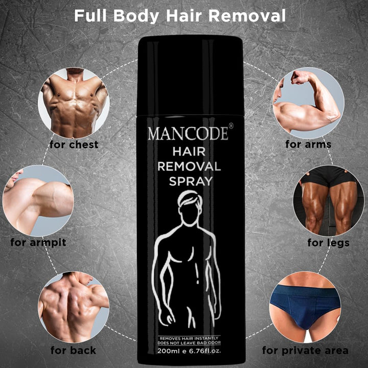 Hair Removal Foam Spray (200ml) | Painless Fast-Acting 3–6 Min Hair Removal for Men – Smooth Skin for Body, Chest, Back & Intimate Areas