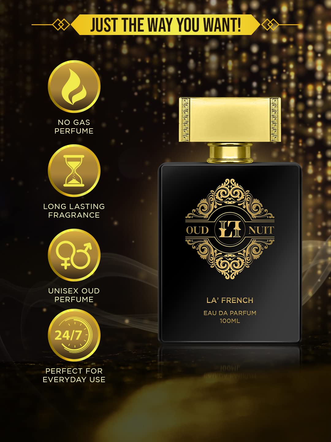 Oud Nuit Perfume 100ml | Long Lasting Oud Spicy Fragrance | Premium Eau De Parfum for Men & Women | Intense Night Scent