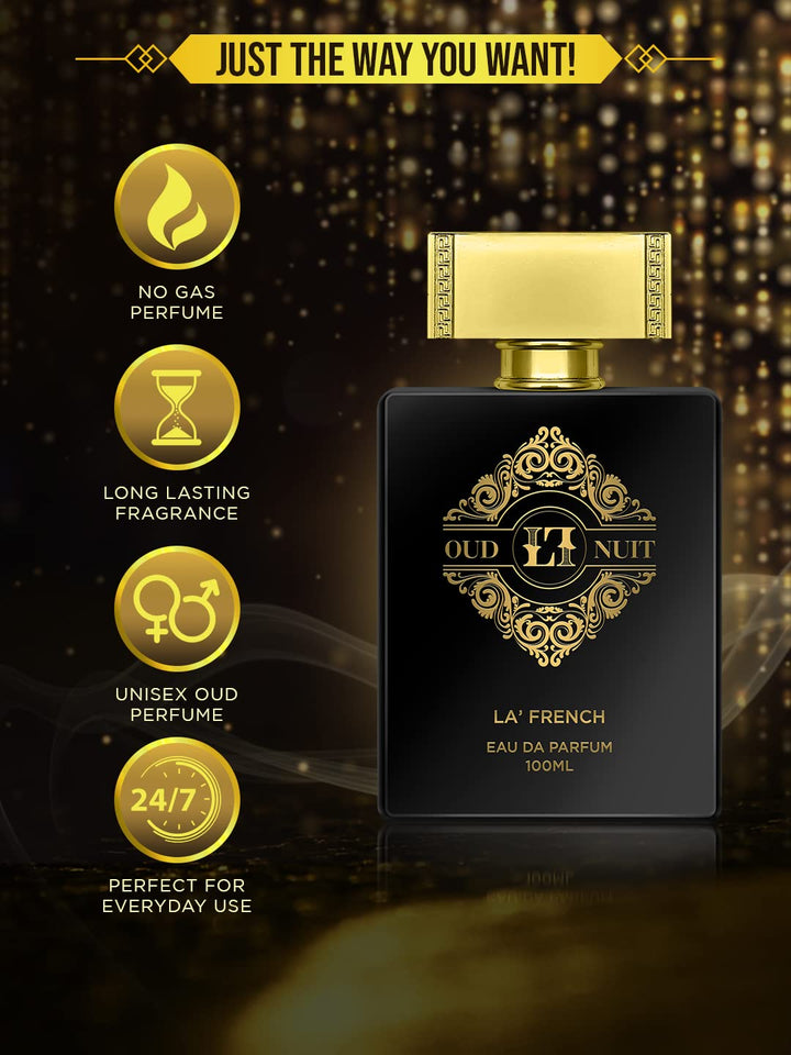 Oud Nuit Perfume 100ml | Long Lasting Oud Spicy Fragrance | Premium Eau De Parfum for Men & Women | Intense Night Scent