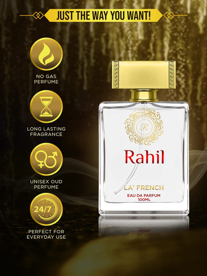 Rahil Perfume for Men & Women 100ml | Long Lasting Oriental Woody Fragrance | Premium Unisex Eau De Parfum | Rich & Elegant Scent