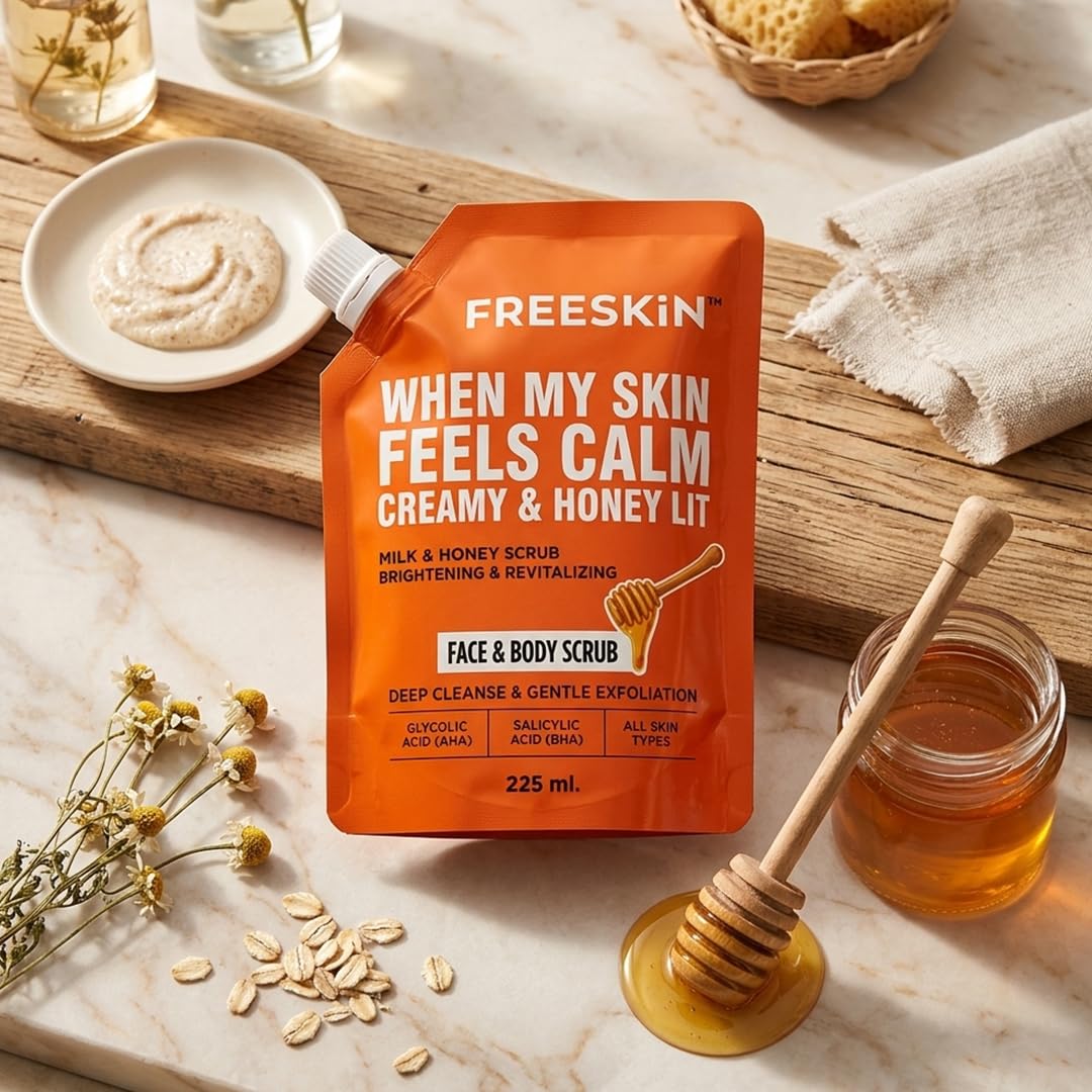 Milk & Honey Face & Body Scrub 225ml |Glycolic Acid & Salicylic Acid
