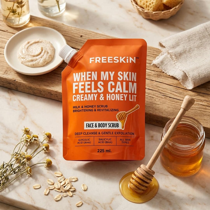 Milk & Honey Face & Body Scrub 225ml |Glycolic Acid & Salicylic Acid