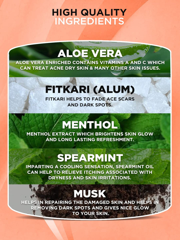 Fitkari After Shaving Gel Musk 100gm | Aloe Vera & Menthol After Shave Gel for Men | Anti-Razor Burn, Soothing & Skin Protection Gel