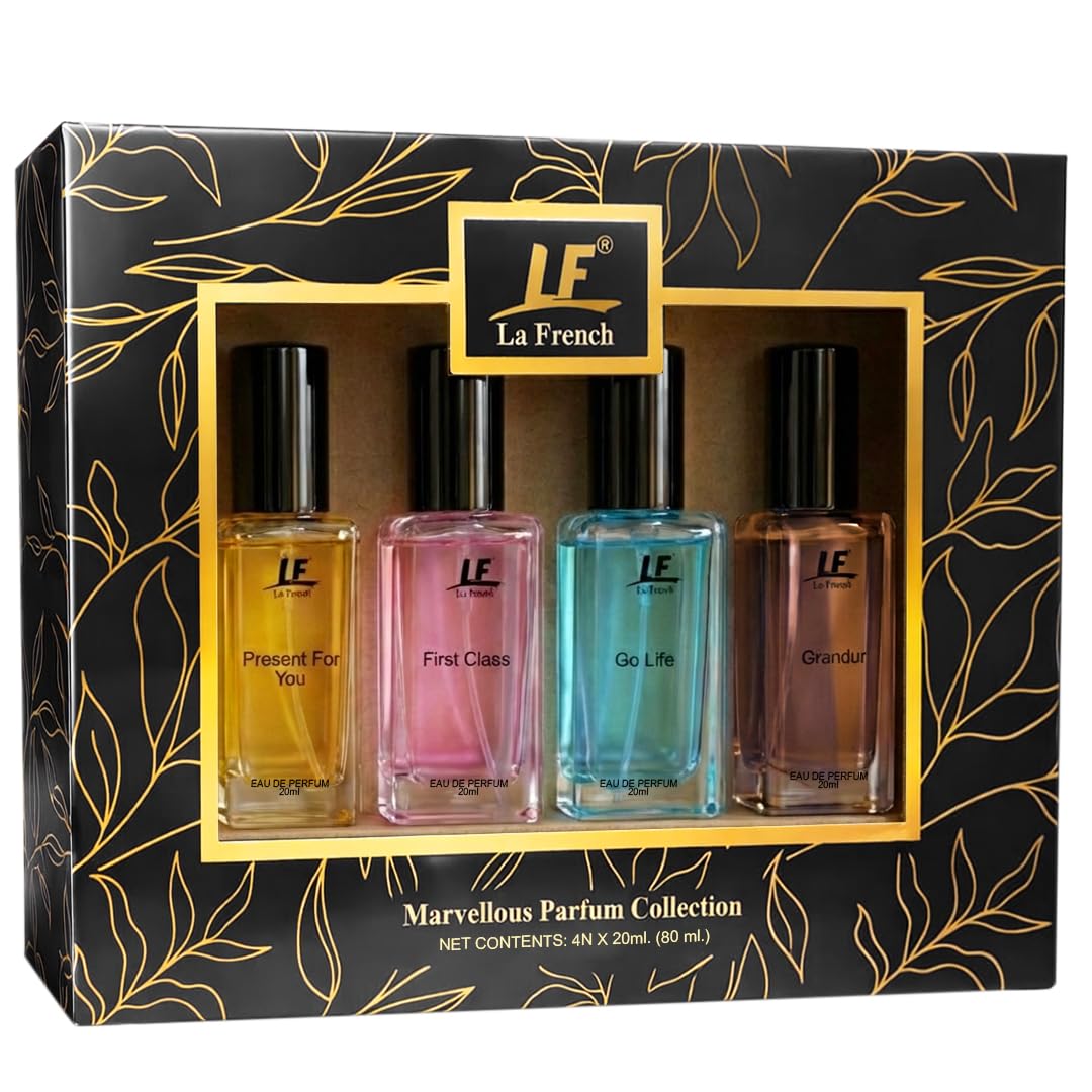 Marvellous Perfume Collection Gift Set – 4 × 20ml (80ml) | Long-Lasting Unisex Fragrance Set | Premium Perfumes for Men & Women | Ideal Gift for All Occasions