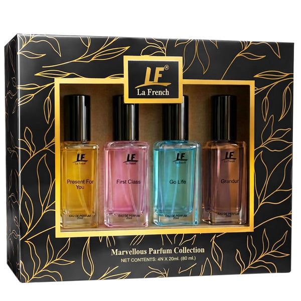 Marvellous Perfume Collection Gift Set – 4 × 20ml (80ml) | Long-Lasting Unisex Fragrance Set | Premium Perfumes for Men & Women | Ideal Gift for All Occasions