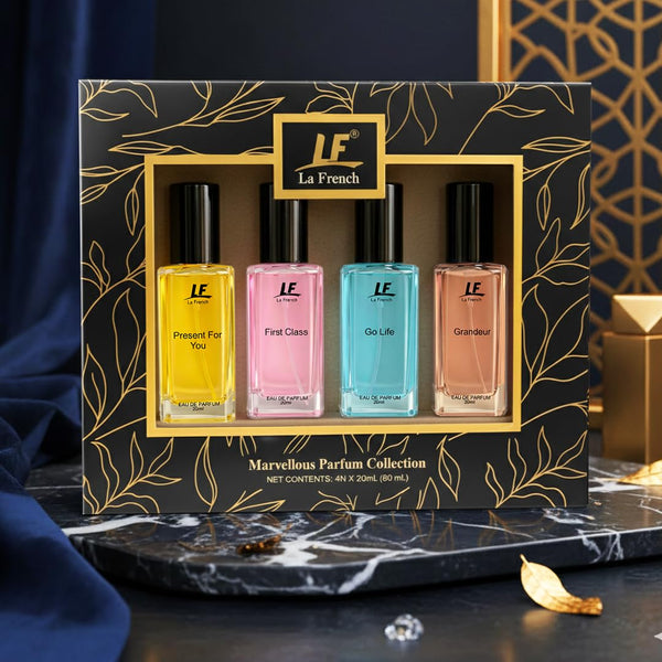 Marvellous Perfume Collection Gift Set – 4 × 20ml (80ml) | Long-Lasting Unisex Fragrance Set | Premium Perfumes for Men & Women | Ideal Gift for All Occasions