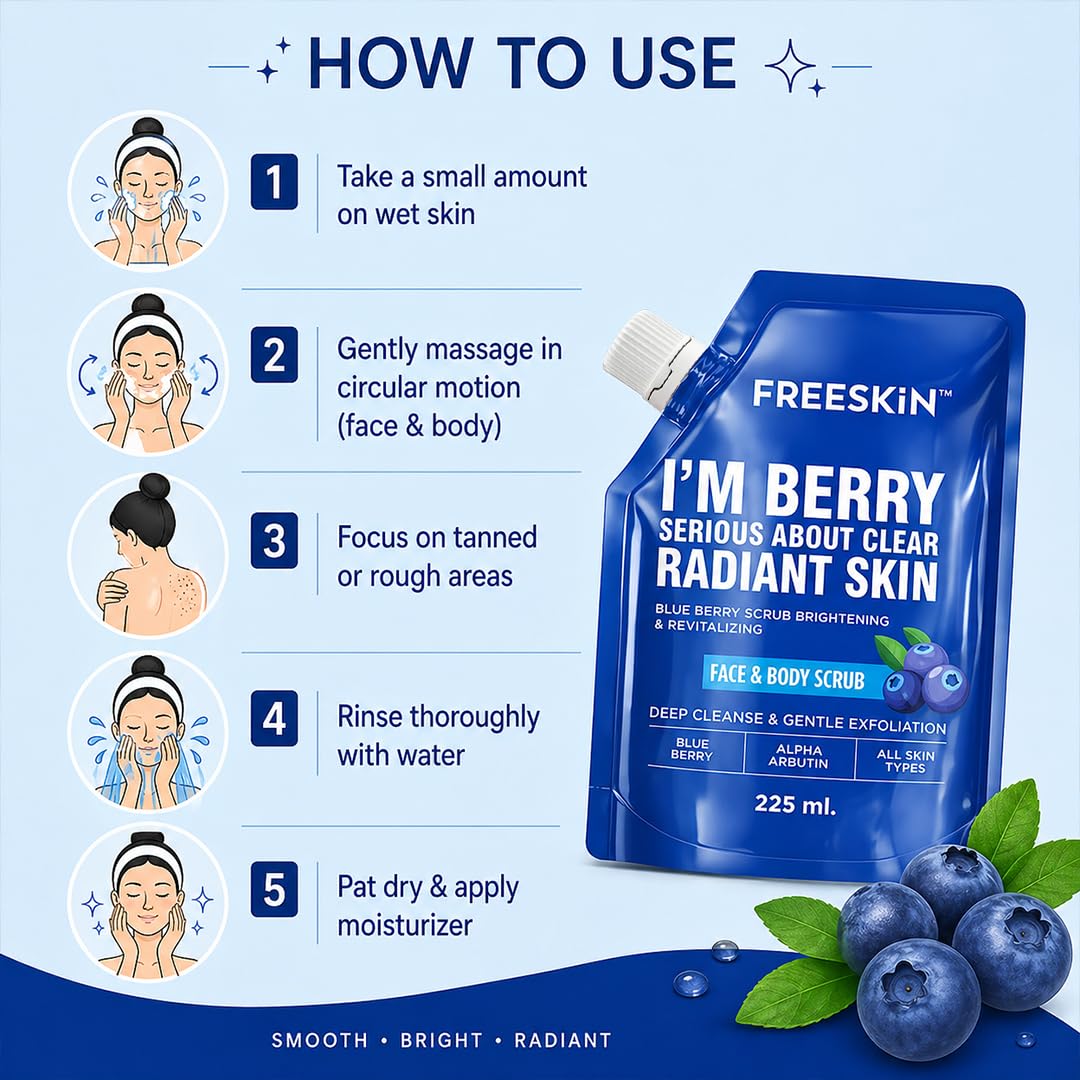 Blueberry Face & Body Scrub 225ml | Antioxidant-Rich Exfoliating Scrub for Glowing & Smooth Skin