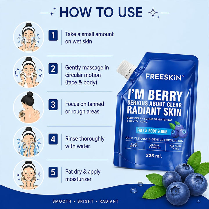 Blueberry Face & Body Scrub 225ml | Antioxidant-Rich Exfoliating Scrub for Glowing & Smooth Skin