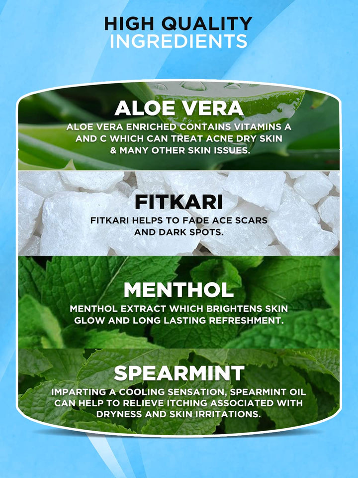 Fitkari After Shave Gel Cool 100ml for Men | Aloe Vera & Menthol Soothing After Shave Gel | Anti-Razor Bumps & Skin Cooling Gel