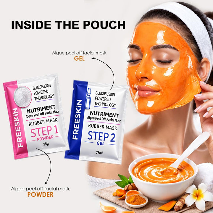 Vitamin C Algae Peel Off Facial Mask Kit | Brightens Skin Tone, Hydrates &; Nourishes | Suitable for All Skin Types | Powder 25g + Gel 75ml