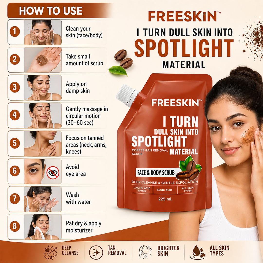 Coffee DeTan Removal Face & Body Scrub 225ml | Intense Exfoliating Coffee Scrub for Tan Removal