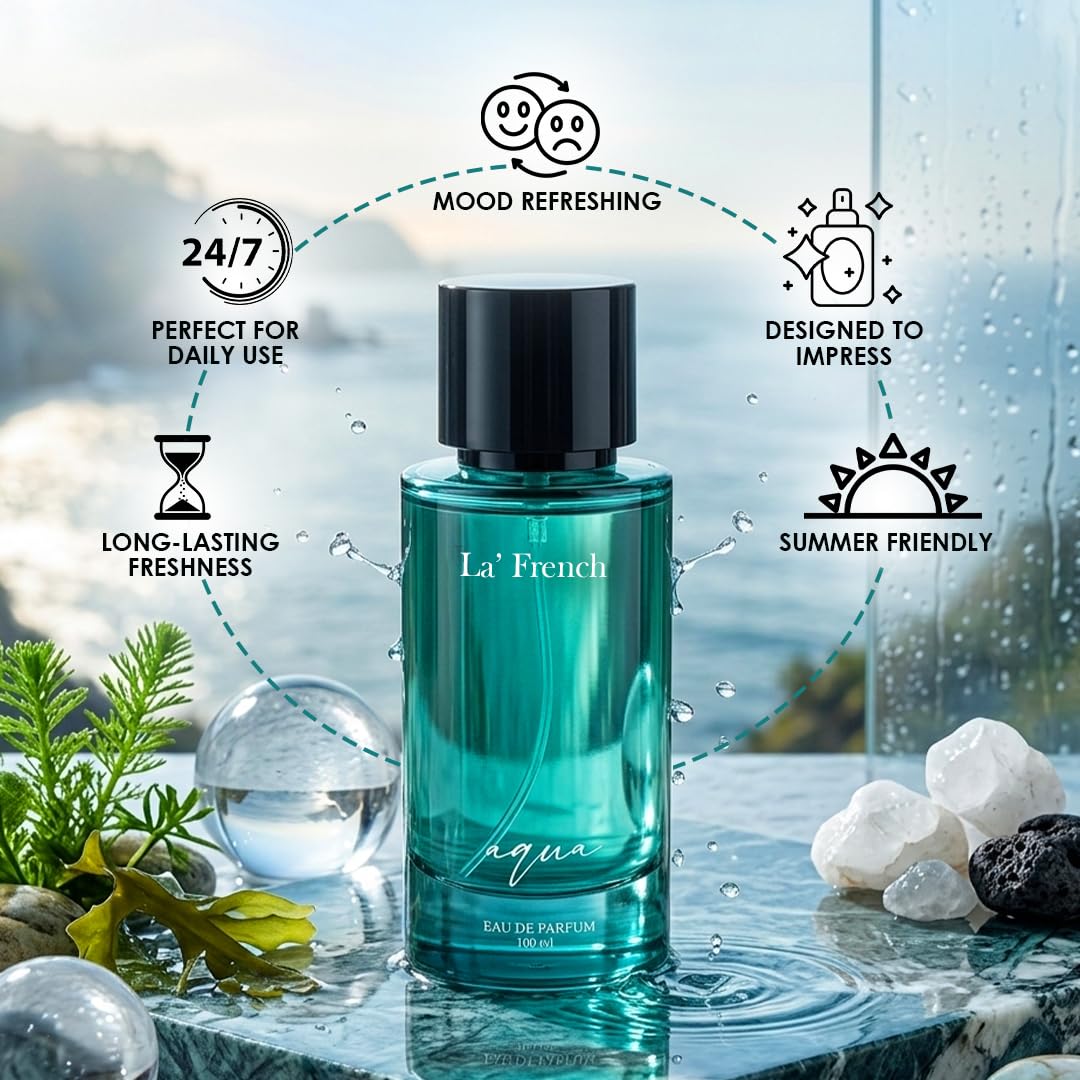 Aqua Perfume for Men & Women 100ml | Long Lasting Fresh Aquatic Fragrance | Premium Unisex Eau De Parfum | Clean & Refreshing Daily Wear Scent