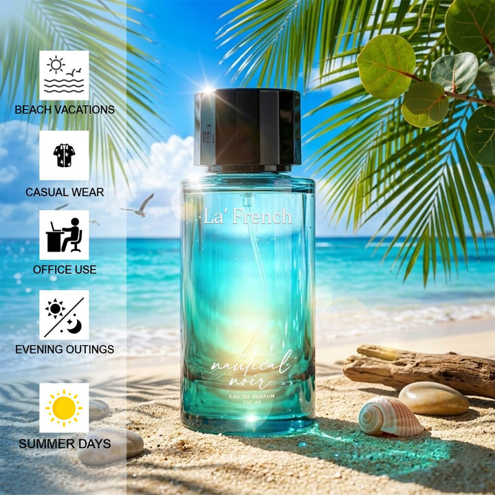 Nautical Noir Perfume for Men & Women 100ml | Long Lasting Aqua Woody Fragrance | Premium Unisex Eau De Parfum | Fresh & Bold Luxury Scent