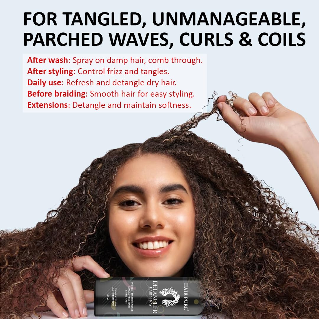 Detangler Hair Spray 100ml | Anti-Tangle Hair Spray for Smooth, Soft & Frizz-Free Hair | Prevents Hair Breakage | For All Hair Types