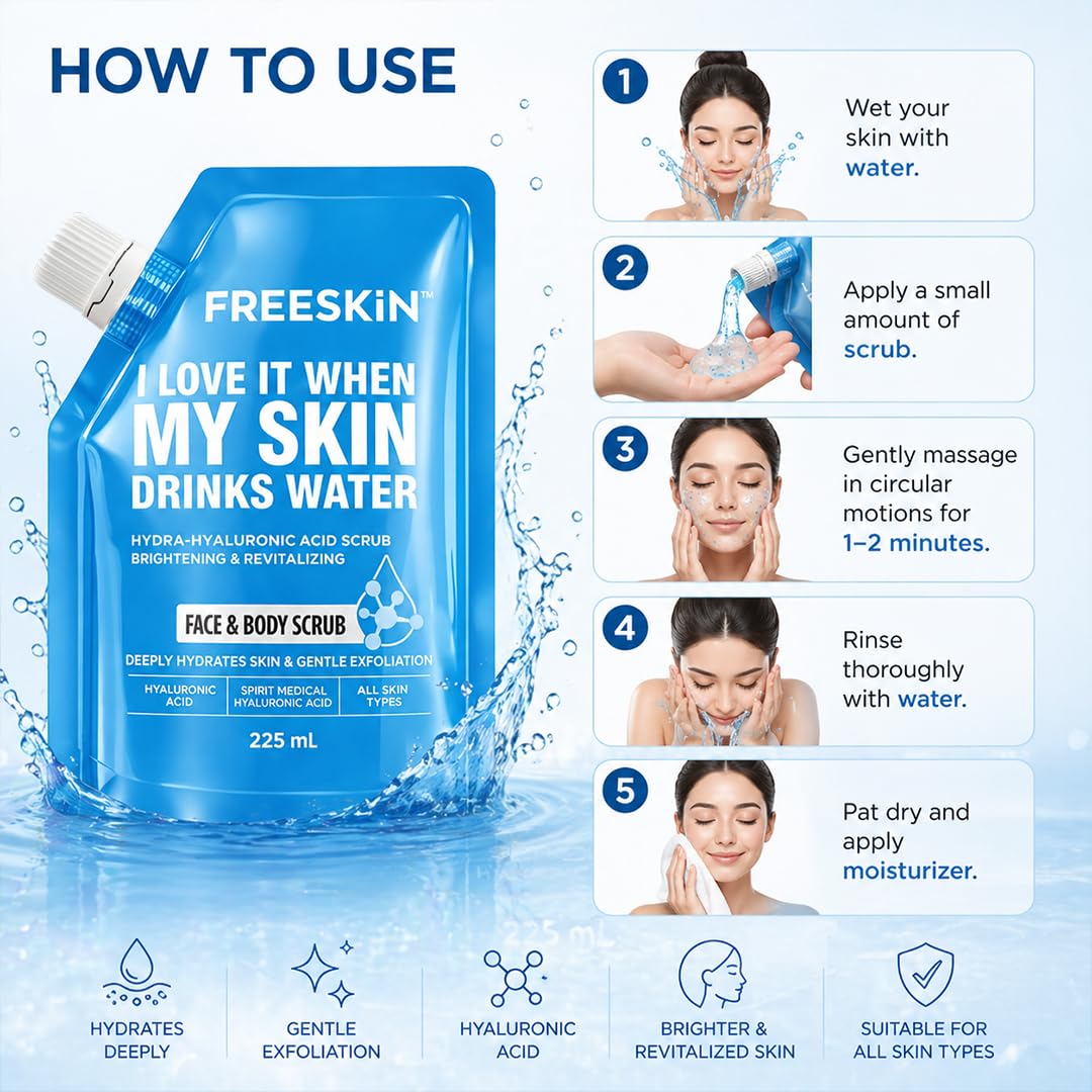 Hydra Hyaluronic Face & Body Scrub 225ml | Deep Hydration Exfoliating Scrub
