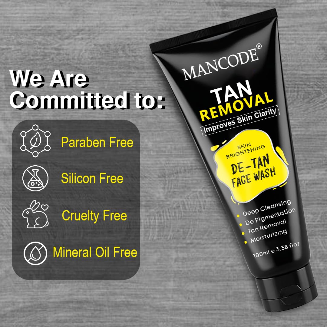 De- Tan Removal Face Wash (100ml) | Brightening & Deep Cleansing Formula for Tan, Dark Spots & Uneven Skin Tone