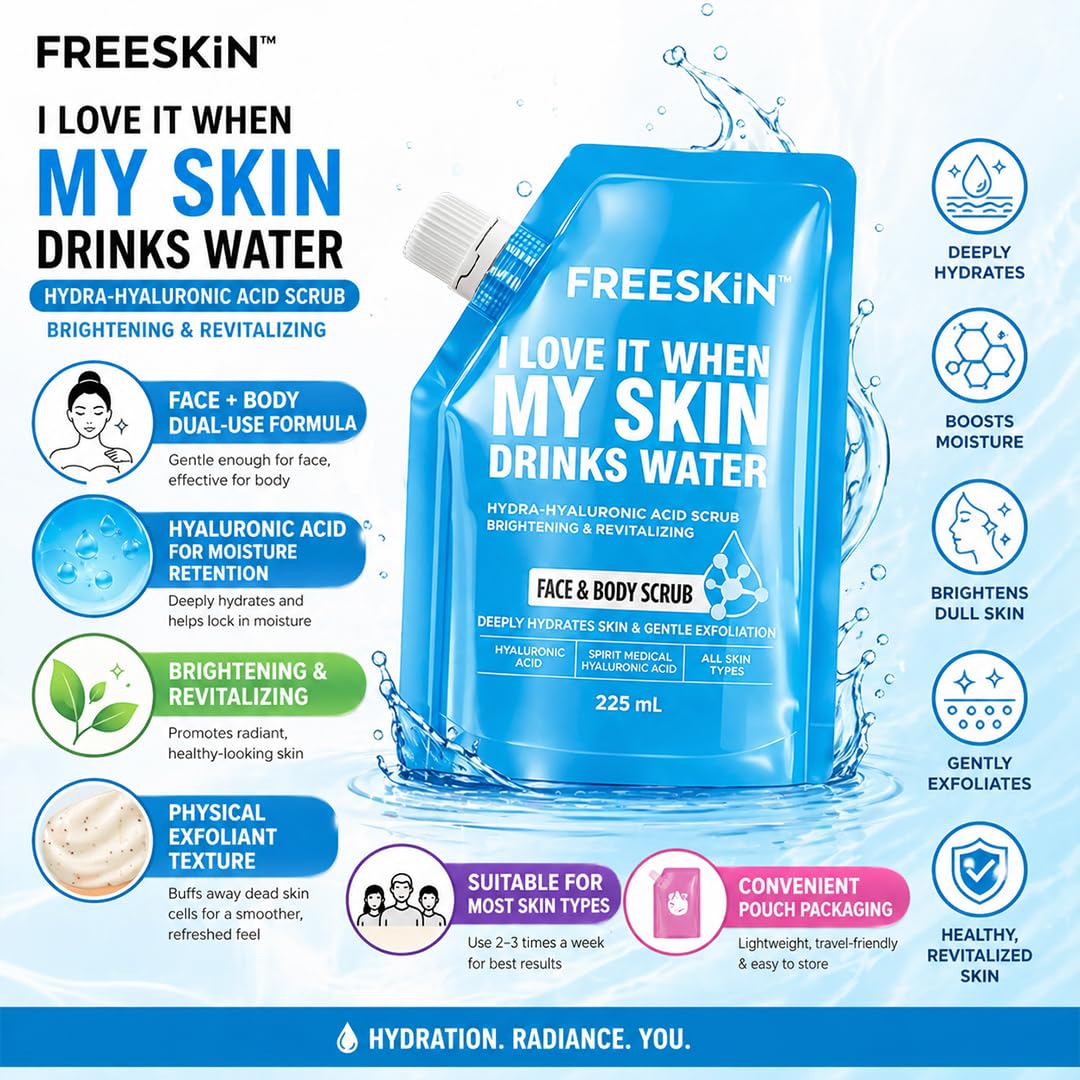 Hydra Hyaluronic Face & Body Scrub 225ml | Deep Hydration Exfoliating Scrub