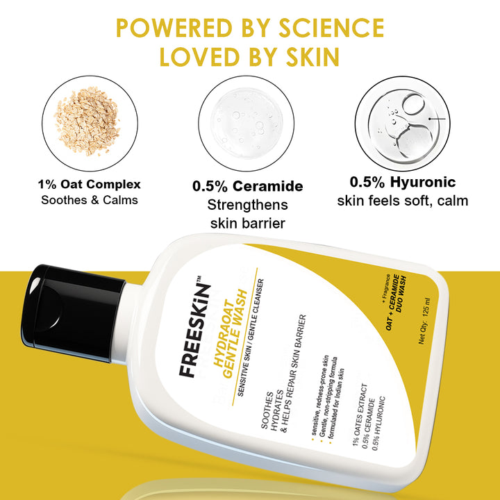 Hydraoat Gentle Face Wash 125ml | Oat-Based Hydrating Cleanser for Sensitive Skin | Redness Relief, Barrier Repair & Daily Gentle Face Wash