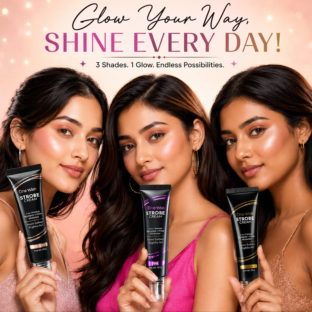 One Wish Strobe Cream Rose Gold, 30g | 3-in-1 Primer, Highlighter & Moisturizer | Illuminating Makeup Base for Instant Dewy Glow
