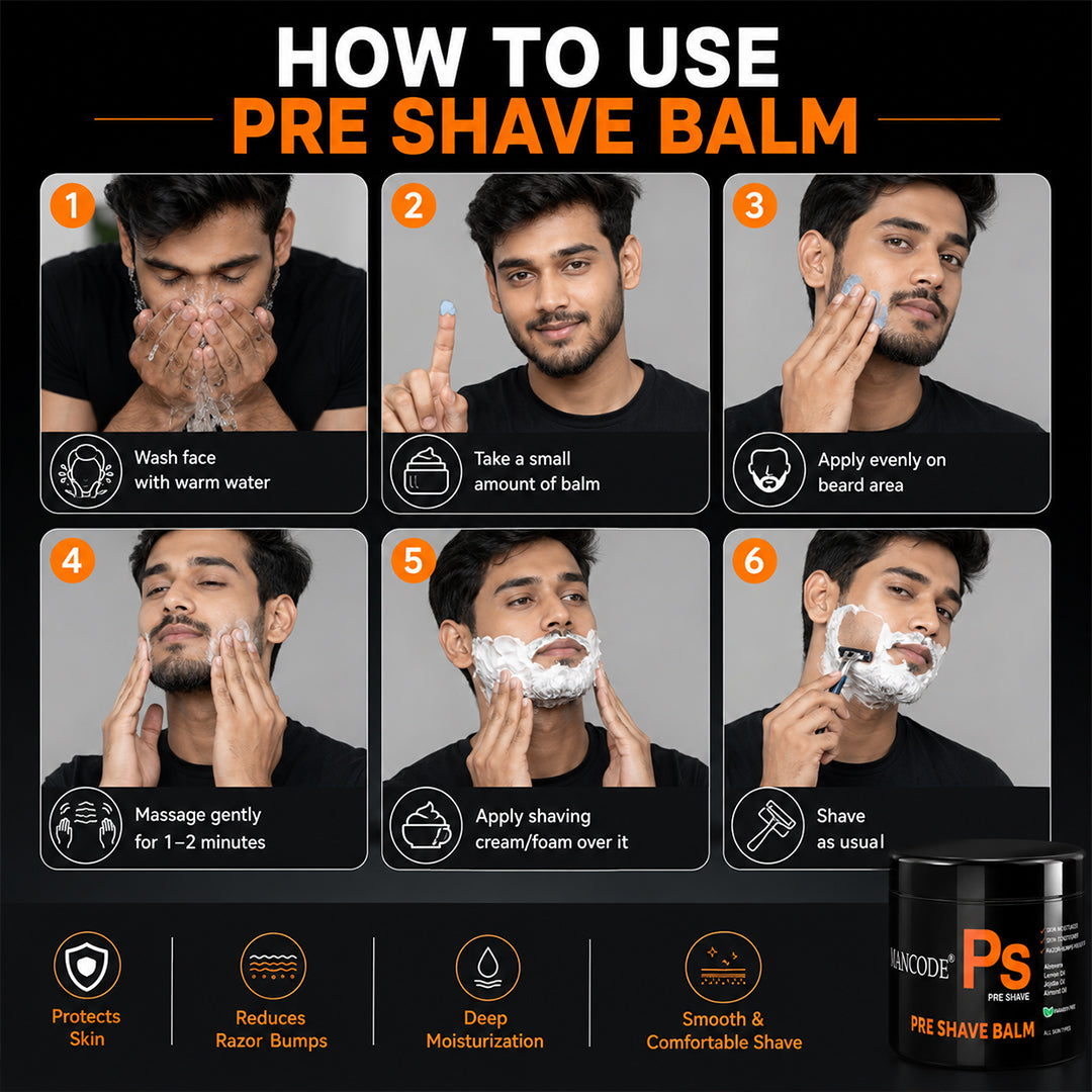 Pre-Shave Balm 100gm | Smooth Shaving Cream for Men | Prevents Razor Burn, Cuts & Irritation | Hydrating Pre Shave Skin Conditioner