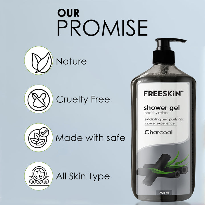 Charcoal Shower Gel 750ml | Deep Cleansing Body Wash with Activated Charcoal | Oil Control, Detox & Refreshing Skin Cleanser for Men & Women