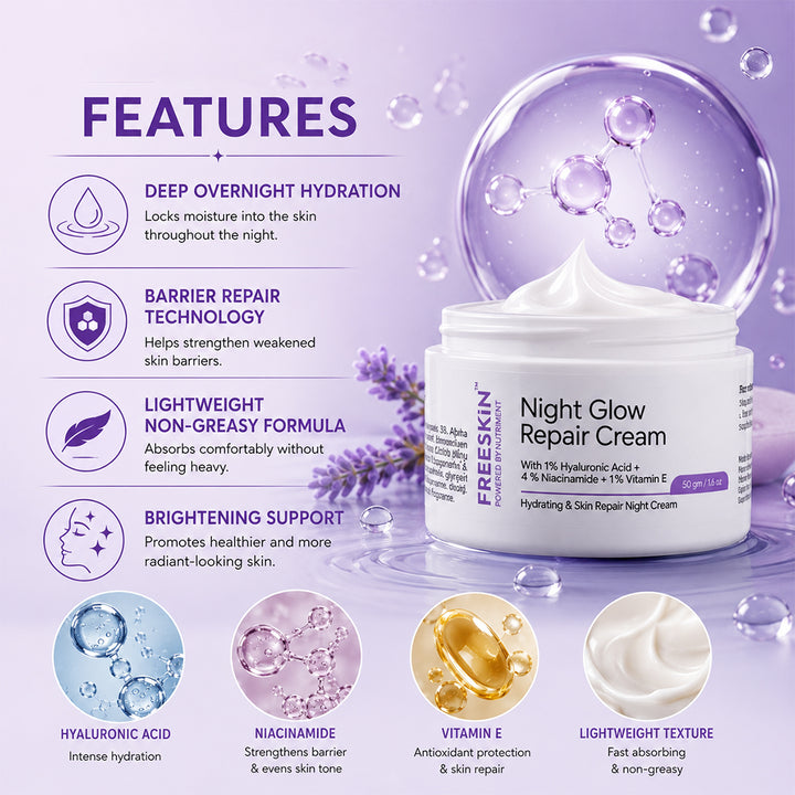 Night Glow Repair Cream 50g | Overnight Skin Repair & Brightening Cream with 5% Active Ingredients