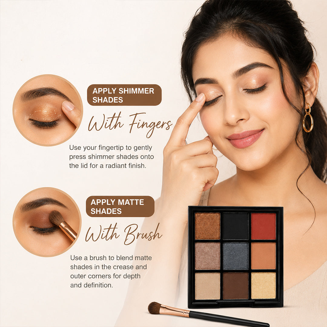 One Wish Espresso Eyeshadow Palette 9g | 9 in 1 Shades With Coffee Inspiration | Highly Pigmented, Blendable & Long Lasting Makeup Palette | Smooth Texture | Portable Makeup Palette For Women