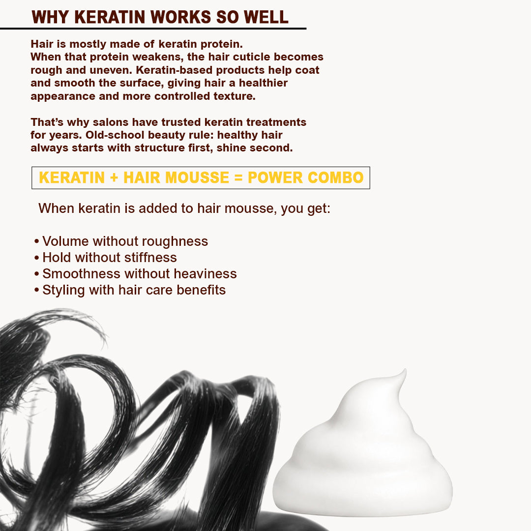 Hair Pure Keravolume Hair Volumizing Mousse 300ml | Strong Hold Hair Styling Mousse