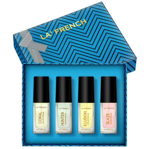 Perfume Gift Set for Men & Women 4x15ml | Coral Blaze Illusion Hunter | Long Lasting Mini Eau De Parfum Set | Luxury Unisex Fragrance Gift Pack