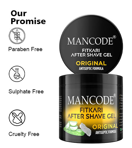 Fitkari After Shaving Gel Original 100gm | Aloe Vera & Pine Bark Soothing After Shave Gel | Anti-Razor Bumps Cooling Skin Repair Gel for Men promises