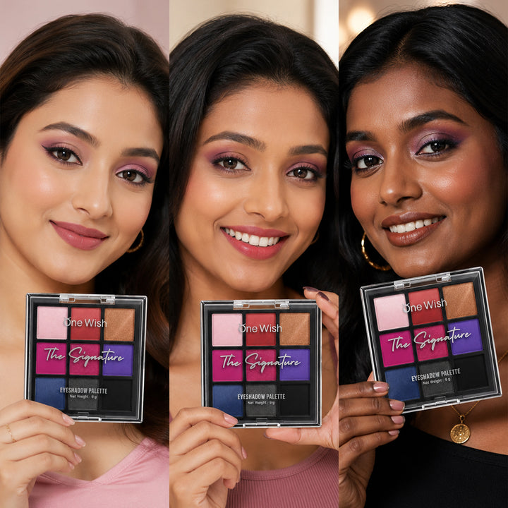 One Wish The Signature Midnight Glam Eyeshadow Palette - 9g / 9 in 1 High Pigment Matte & Shimmer Eyeshadow Palettes | Smooth & Blendable Eye Makeup Palette | Bold & Smokey Eye Makeup Palette for Women