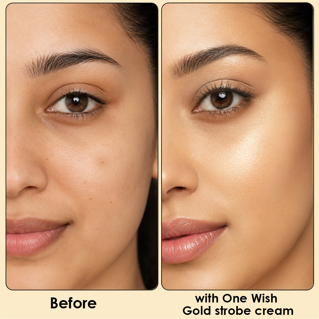 One Wish Strobe Cream Gold, 30g | 3-in-1 Primer, Highlighter & Moisturizer | Illuminating Makeup Base | Instant Radiance & Dewy Glazed Glow | Lightweight Formula | For All Skin Types