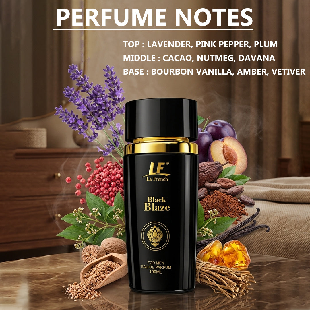Black Blaze Premium Men's Perfume 100ml - Exquisite & Smokey Luxury Perfume - For Men Who Are Confident & Bold