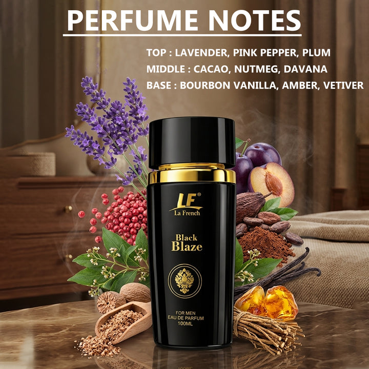 Black Blaze Premium Men's Perfume 100ml - Exquisite & Smokey Luxury Perfume - For Men Who Are Confident & Bold