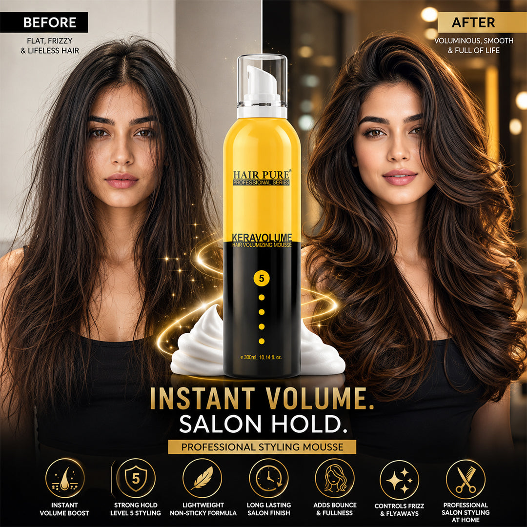 Hair Pure Keravolume Hair Volumizing Mousse 300ml | Strong Hold Hair Styling Mousse