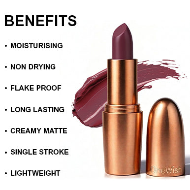 Creamy Matte Lipstick Wined Up Shade 09 – Long Lasting Matte Lipstick, Full Coverage, Highly Pigmented Wine Lip Color for Women (3.8g) promises