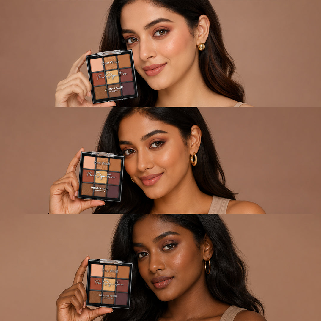 One Wish Golden Nude Eyeshadow Palette 9g | 9 in 1 Richly Pigmented Matte & Shimmer Nude Eye Colors | Smooth, Blending & Long-Wearing Eye Makeup Palette | Lightweight Formula | Compact Makeup Palette For Women