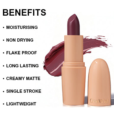 Creamy Matte Lipstick Wined Up Shade 09 (3.8g) promises