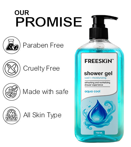 Aqua Cool Shower Gel 750ml | Refreshing Cooling Body Wash | Deep Cleansing, Hydrating & Long-Lasting Freshness for Men & Women promises