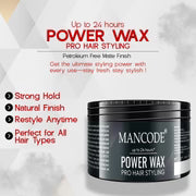 Power Wax Pro Hair Styling Cream 100ml | Strong Hold Hair Wax for Men | Matte Finish Texturizing Cream | Vitamin E & Coconut Oil Enriched
